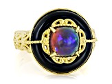 Bi-Color Ethiopian Opal 24k Yellow Gold Over Palladium Sterling Silver Ring 1.01ct