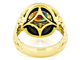 Bi-Color Ethiopian Opal 24k Yellow Gold Over Palladium Sterling Silver Ring 1.01ct