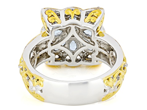 Blue Santa Maria Aquamarine Rhodium & 24k Gold Over Palladium Sterling Silver Ring 1.44ctw