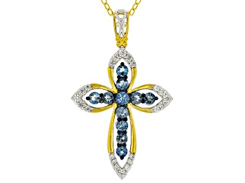 Picture of Santa Maria Aquamarine Rhodium/24k Gold Over Palladium Sterling Silver Pendant With Chain 1.79ctw
