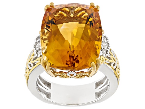 金*人様 Silver jewelry and with Dia 0.012 Rio Grande Citrine & White Zircon Rhodium & 24k Gold Over
