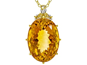 Orange Rio Grande Citrine Rhodium & 24k Gold Over Palladium Sterling Silver Pendant W/ Chain 35.82ct