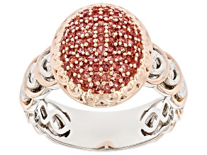 Lotus Pink Sapphire Rhodium & 18k Rose Gold Over Palladium Sterling Silver Ring 0.59ctw