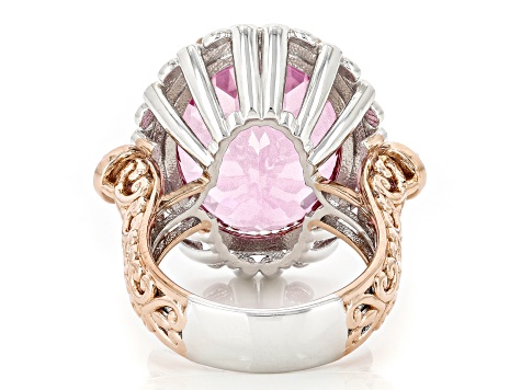 Pink Topaz, White Zircon Rhodium & 18k Rose Gold Over Palladium