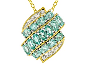 Dauphin Apatite Rhodium & 24k Gold Over Palladium Sterling Silver Pendant With Chain 3.33ctw