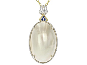 White Cultured Mabe Pearl Rhodium/24k Yellow Gold Over Palladium Silver Pendant With Chain 0.05ctw