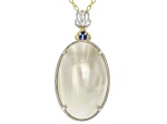 White Cultured Mabe Pearl Rhodium/24k Yellow Gold Over Palladium Silver Pendant With Chain 0.05ctw