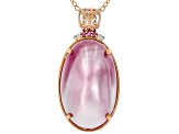 Pink Cultured Mabe Pearl Rhodium/18k Rose Gold Over Palladium Silver Pendant With Chain 0.05ctw