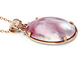 Pink Cultured Mabe Pearl Rhodium/18k Rose Gold Over Palladium Silver Pendant With Chain 0.05ctw