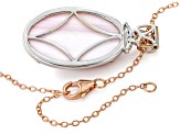 Pink Cultured Mabe Pearl Rhodium/18k Rose Gold Over Palladium Silver Pendant With Chain 0.05ctw