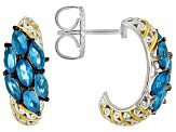 Blue Neon Apatite Rhodium/24k Yellow Gold Over Palladium Sterling Silver Earrings 1.96ctw