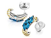 Blue Neon Apatite Rhodium/24k Yellow Gold Over Palladium Sterling Silver Earrings 1.96ctw