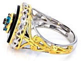 Blue Neon Apatite Rhodium/24k Yellow Gold Over Palladium Sterling Silver Ring 0.26ctw