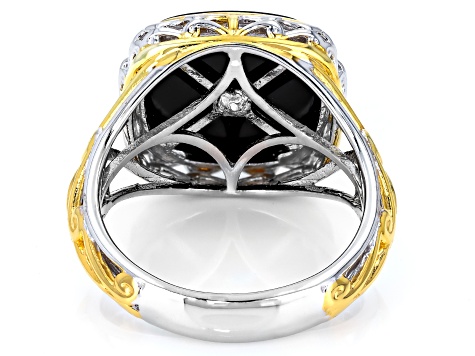 Blue Neon Apatite Rhodium/24k Yellow Gold Over Palladium Sterling Silver Ring 0.26ctw