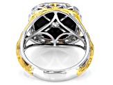Blue Neon Apatite Rhodium/24k Yellow Gold Over Palladium Sterling Silver Ring 0.26ctw