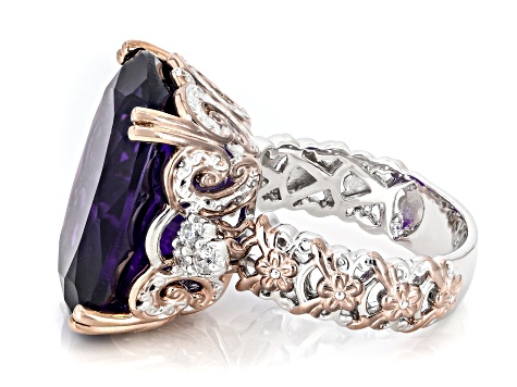 Amazing jewelry様 Purple Amethyst & White Zircon Rhodium/18k Rose Gold Over