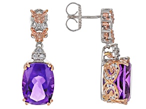 Purple Amethyst Rhodium/24k Yellow Gold Over Palladium Sterling Silver Earrings 13.33ctw