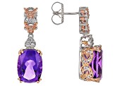 Purple Amethyst Rhodium/24k Yellow Gold Over Palladium Sterling Silver Earrings 13.33ctw