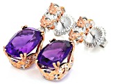 Purple Amethyst Rhodium/24k Yellow Gold Over Palladium Sterling Silver Earrings 13.33ctw