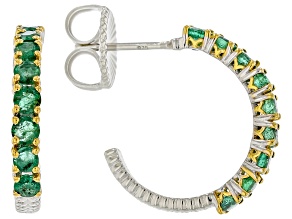 Green Grizzly Emerald Rhodium & 24k Yellow Gold Over Palladium Sterling Silver Earrings 1.63ctw