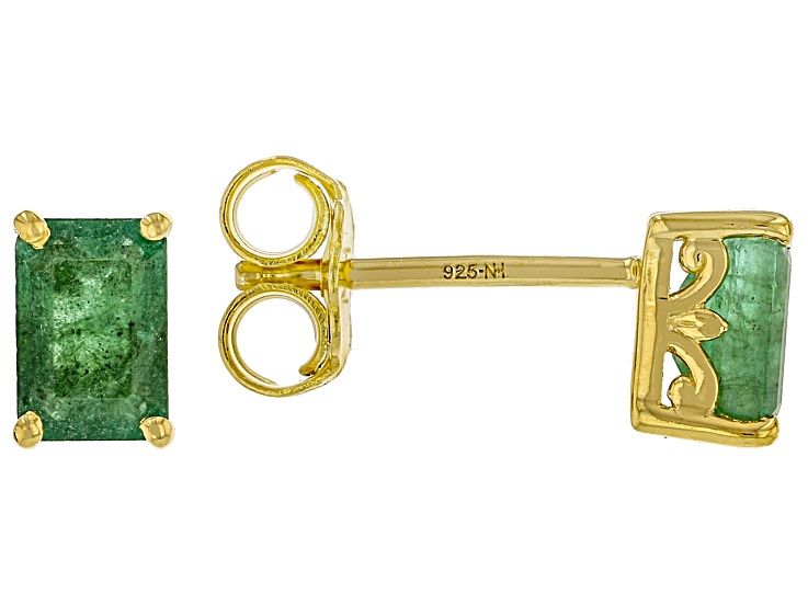 Green Grizzly Emerald Rhodium & 24k Gold Over Palladium Sterling
