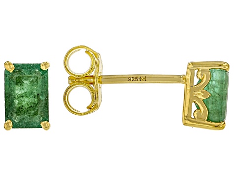 Green Grizzly Emerald Rhodium & 24k Gold Over Palladium Sterling