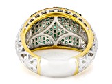 Green Grizzly Emerald Rhodium & 24k Gold Over Palladium Sterling Silver Dome Ring 1.07ctw