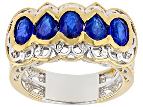 Blue Cobalt Spinel Rhodium & 24k Gold Over Palladium Sterling silver 5-Stone Ring 2.23ctw