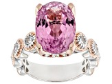 Pink Kunzite And White Zircon Rhodium & 18k Gold Over Palladium Sterling Silver Ring 8.38ctw