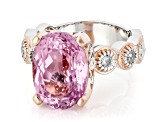 Pink Kunzite And White Zircon Rhodium & 18k Gold Over Palladium Sterling Silver Ring 8.38ctw