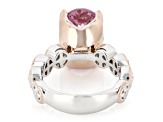 Pink Kunzite And White Zircon Rhodium & 18k Gold Over Palladium Sterling Silver Ring 8.38ctw