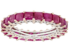 Red Ruby Rhodium & 18k Rose Gold Over Palladium Sterling Silver Eternity Band Ring 3.99ctw