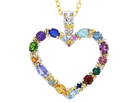 Multi-Gemstone Rhodium & 24k Gold Over Palladium Sterling Silver