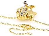 Garnet And Diamond Rhodium & 24k Gold Over Palladium Sterling Silver Horse Pendant/Chain 0.01ctw