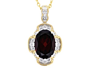 Almandine Garnet, Zircon Rhodium/24k Gold Over Palladium Sterling Silver Pendant With Chain 7.31ctw