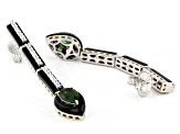 Green Chrome Diopside, Onyx, Zircon Rhodium/24k Gold Over Palladium Silver Earrings 3.37ctw