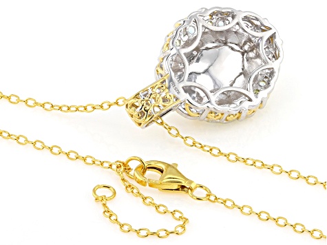 Multi-Color Ethiopian Opal Rhodium/24k Gold Over Palladium Silver Pendant W/ Chain 2.13ctw