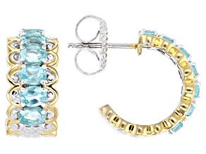 Blue Dauphin Apatite Rhodium & 24k Gold Over Palladium Sterling Silver Earrings 2.72ctw