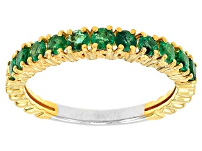 Grizzly Emerald Rhodium And 24k Palladium Sterling Silver Half Eternity Band Ring 0.67ctw