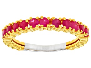 Ruby Rhodium And 24k Gold Over Palladium Sterling Silver Half Eternity Band Ring 0.82ctw