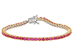 Ruby Rhodium And 24k Yellow Gold Over Palladium Sterling Silver Tennis Bracelet 5.69ctw
