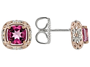 Pink Topaz Stud Rhod/18k Rose Gold Over Palladium Sterling Silver Earrings 2.50ctw