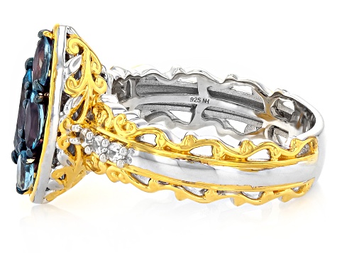 Blue Santa Maria Aquamarine Rhodium & 24k Yellow Gold Over