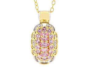 Pink Spinel Rhodium And 24k Gold Over Palladium Sterling Silver Pendant With Chain 1.07ctw