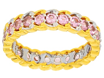 Picture of Pink Spinel Rhodium And 24k Gold Over Palladium Sterling Silver Eternity Band Ring 1.88ctw