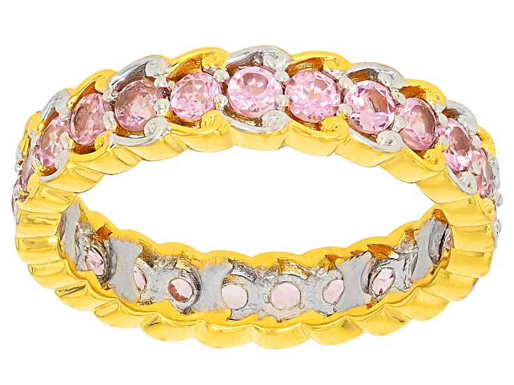Pink Spinel Rhodium And 24k Gold Over Palladium Sterling Silver Eternity Band Ring 1.88ctw