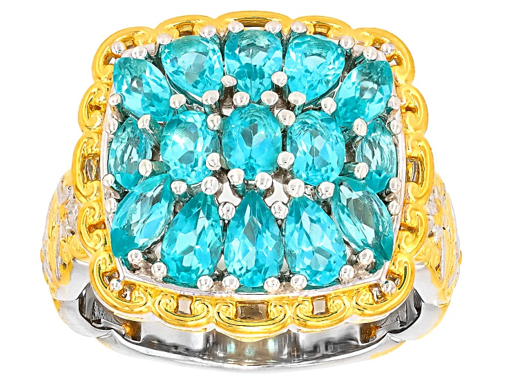 Dauphin Apatite Rhodium And 24k Gold Over Palladium Sterling Silver Ring 2.60ctw