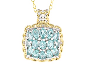 Dauphin Apatite Rhodium And 24k Gold Over Palladium Sterling Silver Pendant With Chain 2.65ctw