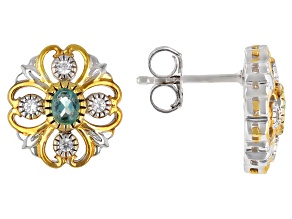 Dauphin Apatite With White Zircon Rhod/24k Gold Over Palladium Sterling Silver Earrings 0.54ctw