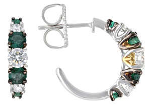 Prazana® Lab Diamonds, Grizzly Emerald Rhodium/24k Gold Over Palladium Silver Earrings 1.57ctw